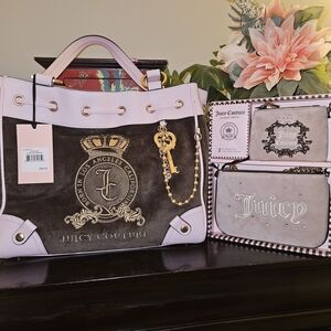 Juicy Couture Pink and Brown Tote Bag With Wallet Set